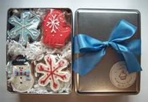 Winter Cookie Tins, gourmet hand decorated cookies
