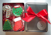 Christmas Cookie Tins, gourmet hand decorated cookies